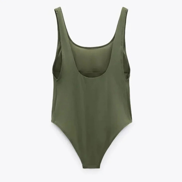 Zara Olive Green Classic One Piece Swimsuit Size XL - Picture 3 of 10
